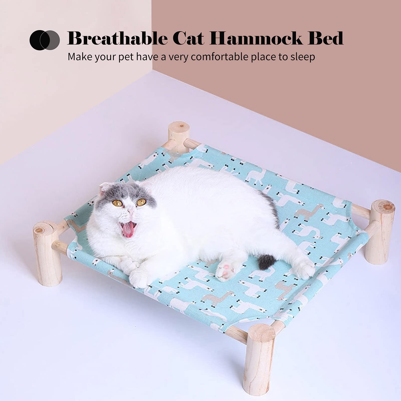 Amazon.co.jp: 猫用ハンモックベッド 木製猫用ベッド ペット用寝床